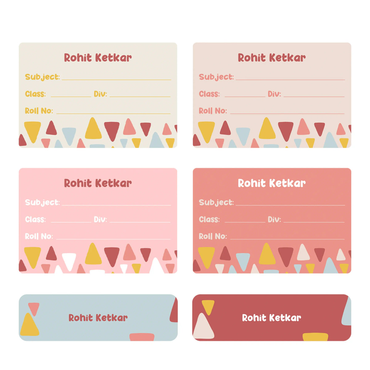 Personalised Triangle Tango Name Slips for School Books (Set of 24) - image 1