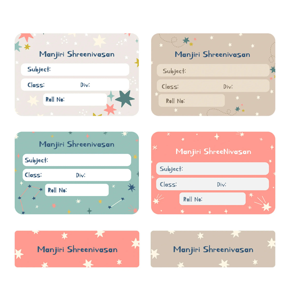 Personalised Twinkling Stars Name Slips for School Books (Set of 24) - image 1