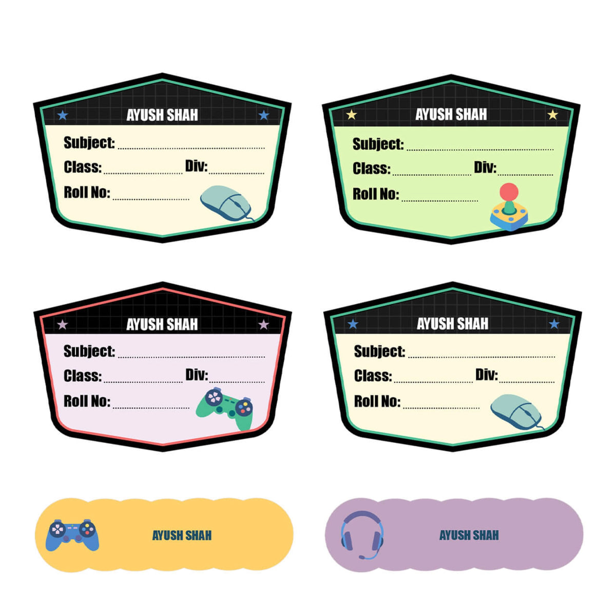Personalised Video Game Name Slips for School Books (Set of 24) - image 1