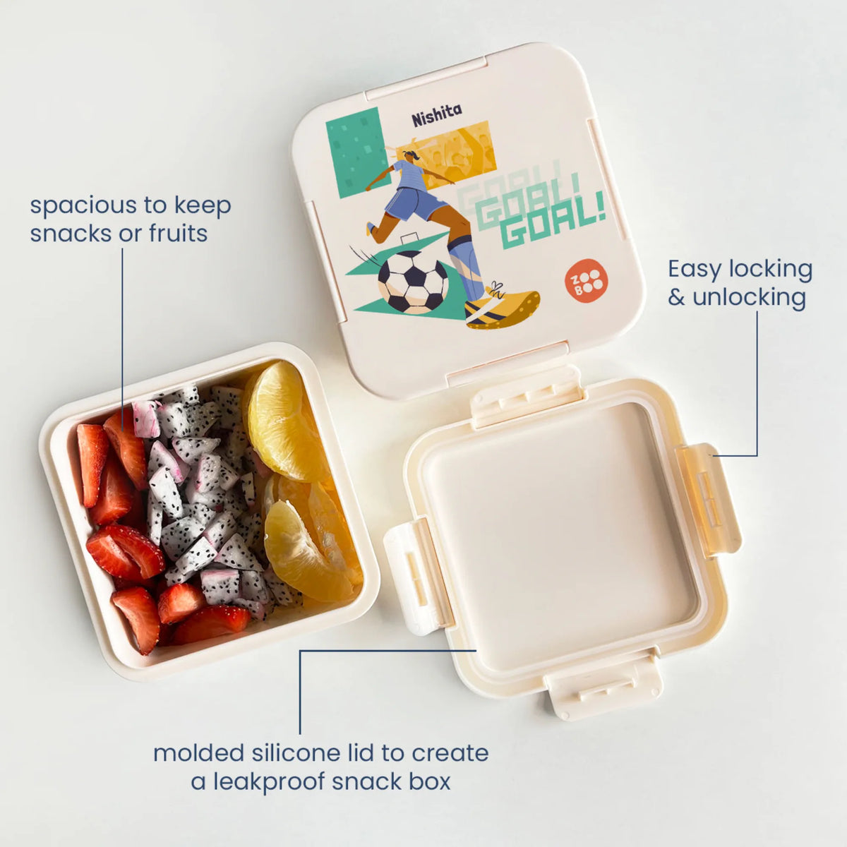 Personalised Football Goals Girl Snack Box for Kids - image 4