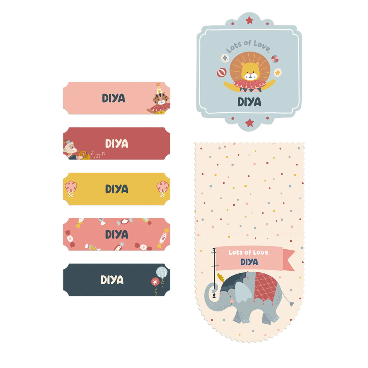 Personalised Animal Circus Name Stickers for Kids (Set of 40) - image 1