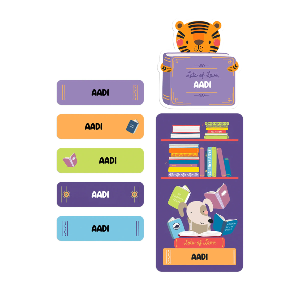 Personalised Animal Library Name Stickers for Kids (Set of 40) - image 1