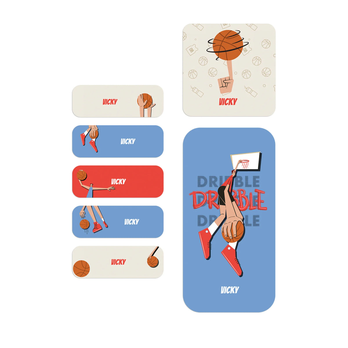 Personalised Basketball Fever Boy Name Stickers for Kids (Set of 40) - image 1