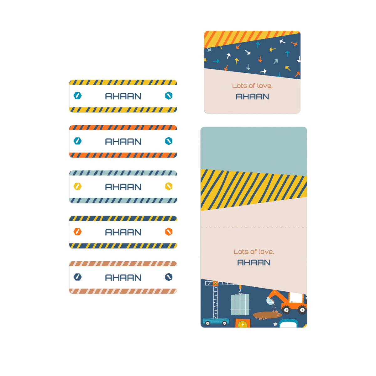Personalised Construction Site Name Stickers for Kids (Set of 40) - image 1
