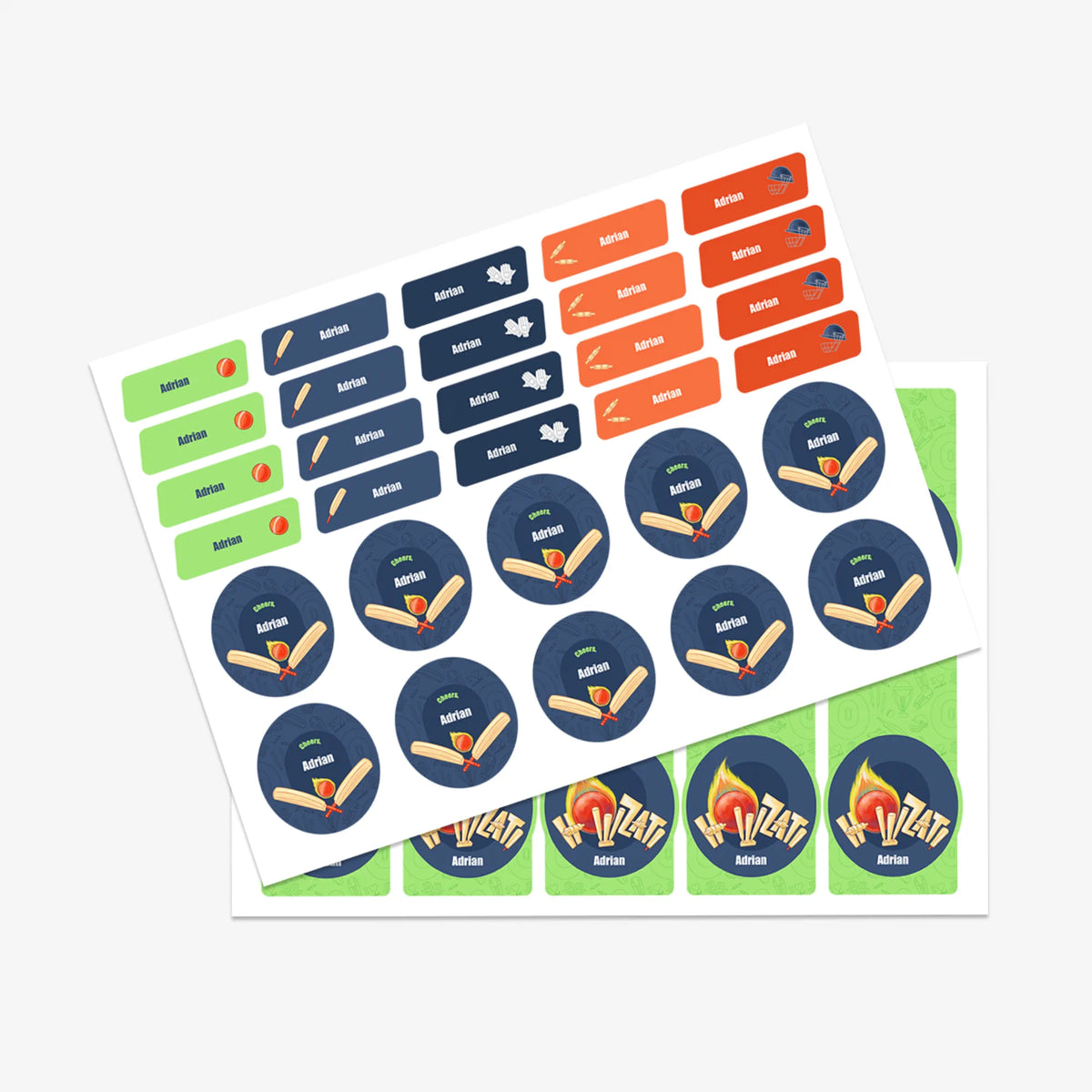 Personalised Cricket Buzz Name Stickers for Kids (Set of 40) - image 3