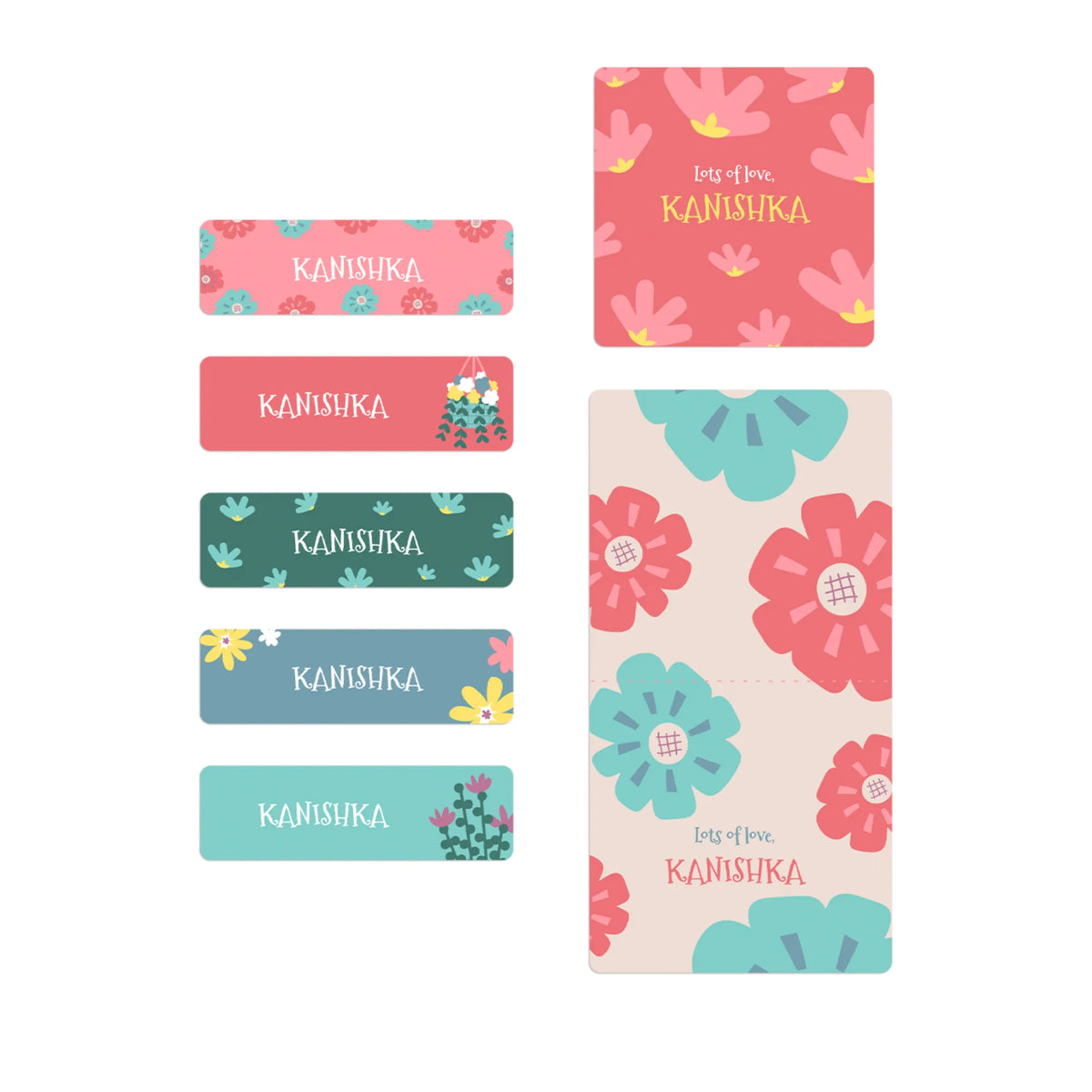 Personalised Flower Power Name Stickers for Kids (Set of 40) - image 1