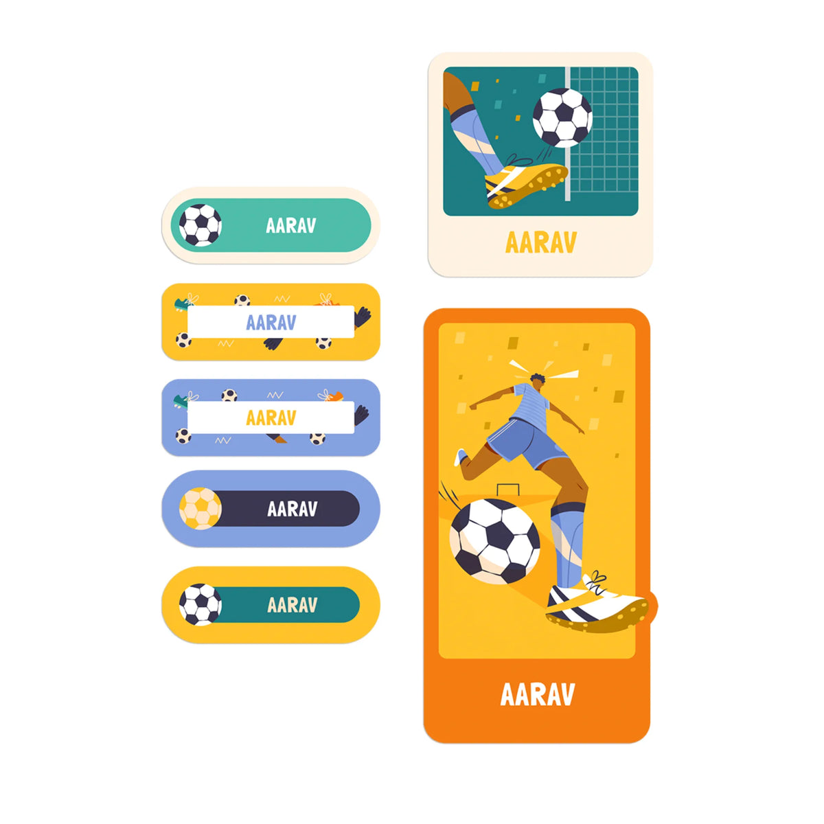 Personalised Football Goals Boy Name Stickers for Kids (Set of 40) - image 1