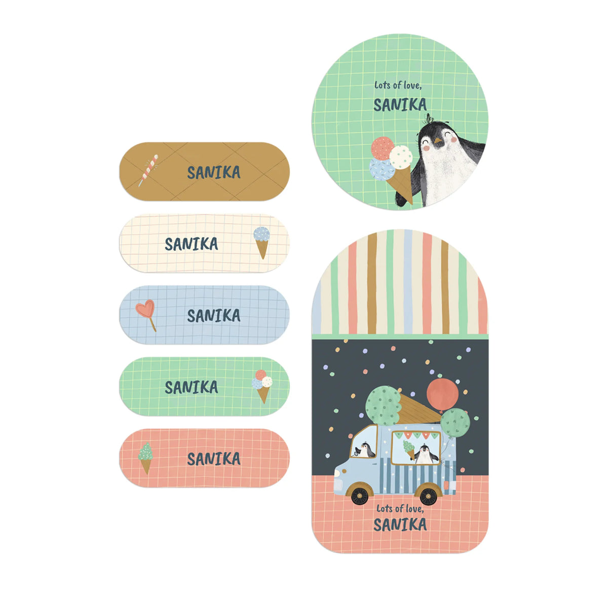 Personalised Ice Cream Fun Name Stickers for Kids (Set of 40) - image 1