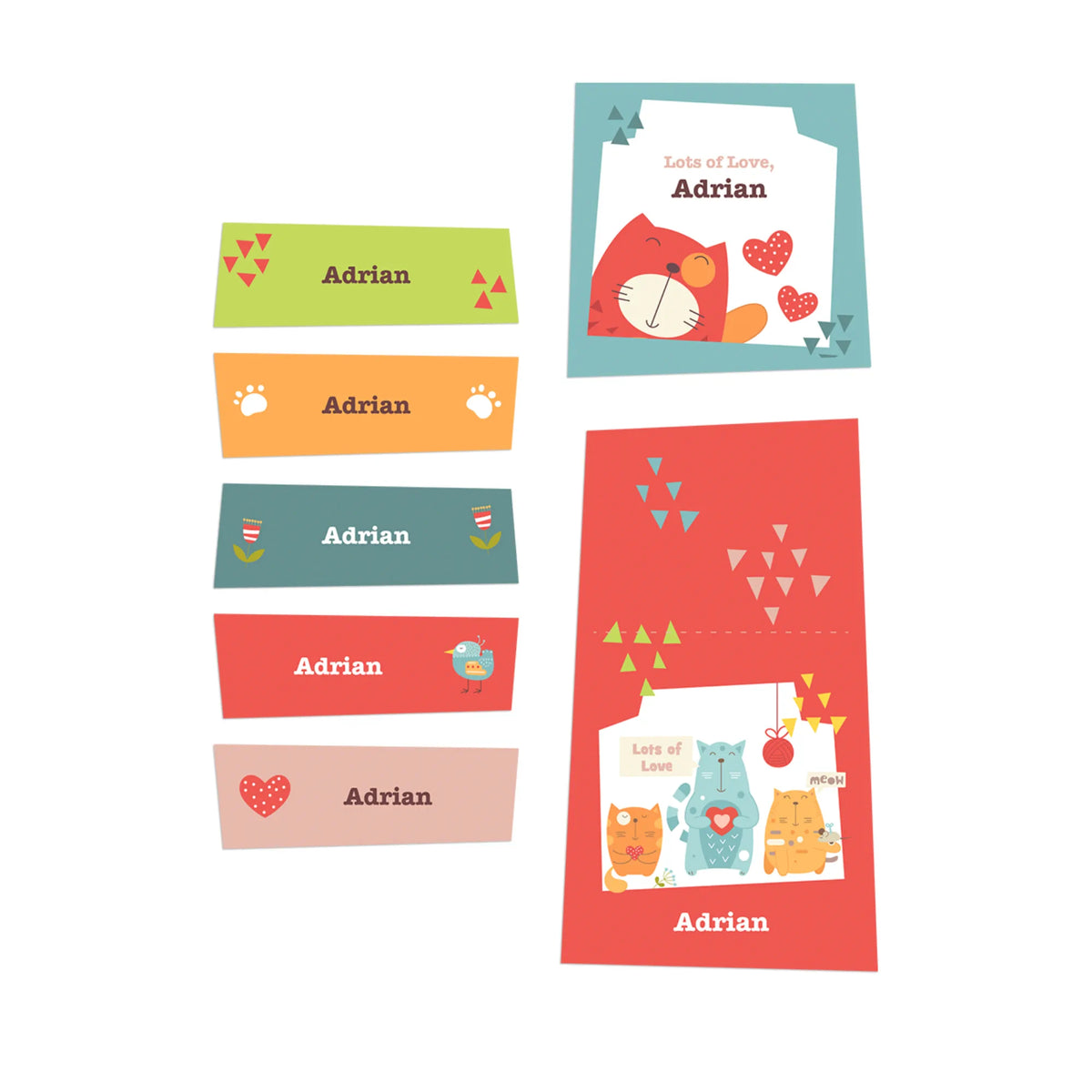 Personalised Kitty Cat Name Stickers for Kids (Set of 40) - image 1