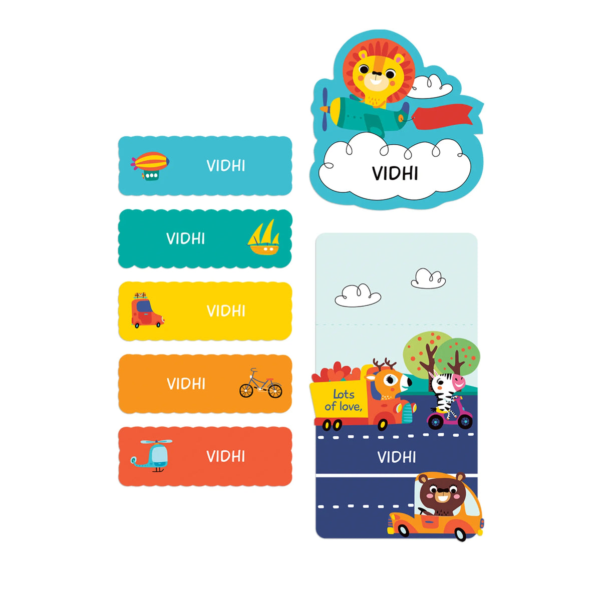 Personalised Let's Travel Name Stickers for Kids (Set of 40) - image 1