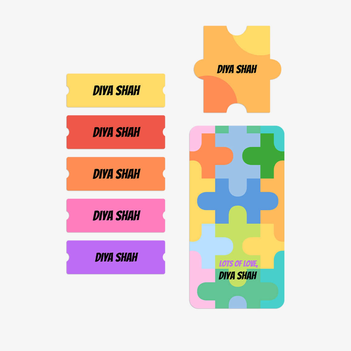 Personalised Puzzle Pop Name Stickers for Kids (Set of 40) - image 1