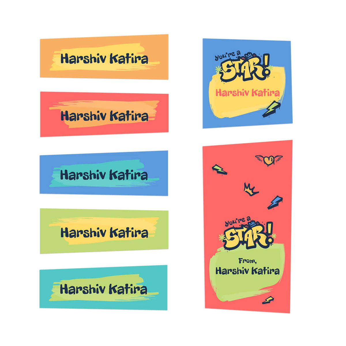 Personalised Rising Stars Name Stickers for Kids (Set of 40) - image 1