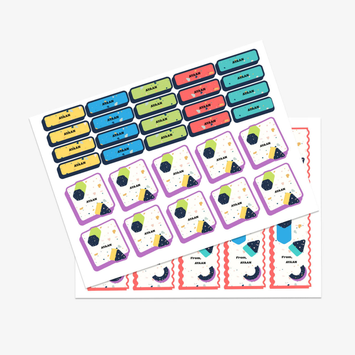 Personalised Terrazzo Pop Name Stickers for Kids (Set of 40) - image 3