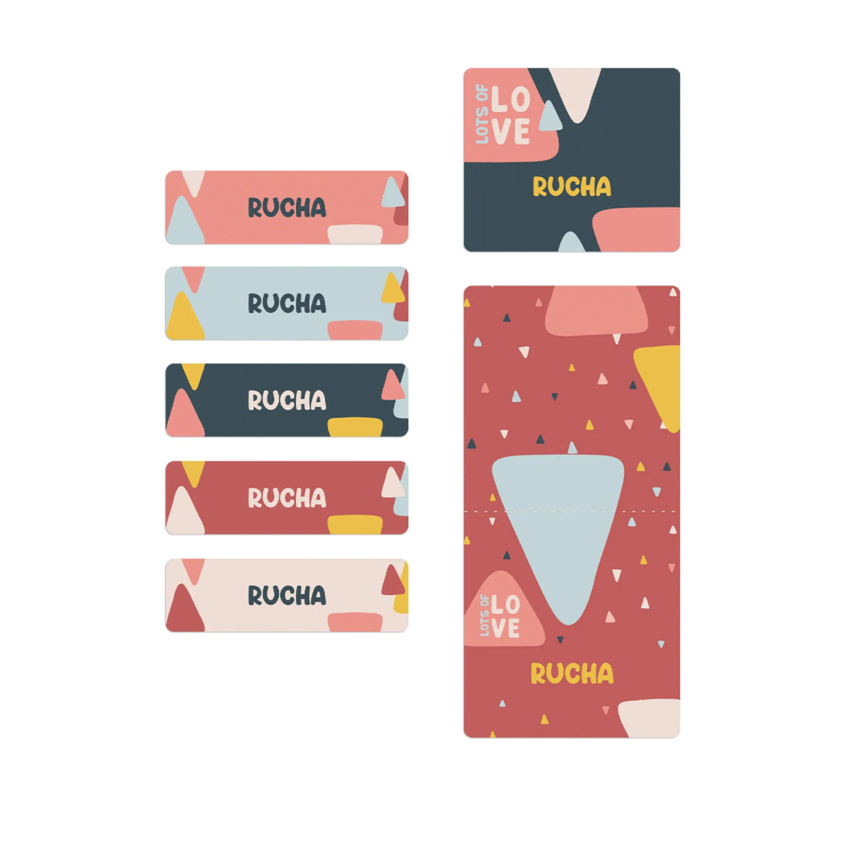 Personalised Triangle Tango Name Stickers for Kids (Set of 40) - image 1