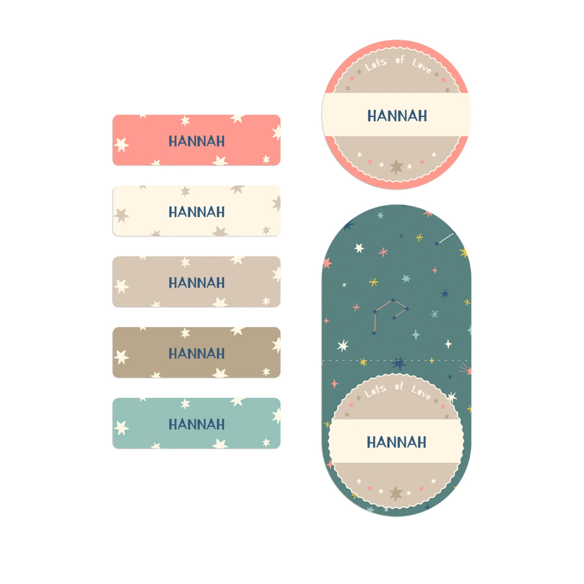 Personalised Twinkling Stars Name Stickers for Kids (Set of 40) - image 1